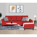 Adorn India Wood Maddox Tufted L Shape 5 Seater Sofa Set RHS (Red) (3 Year Warranty)