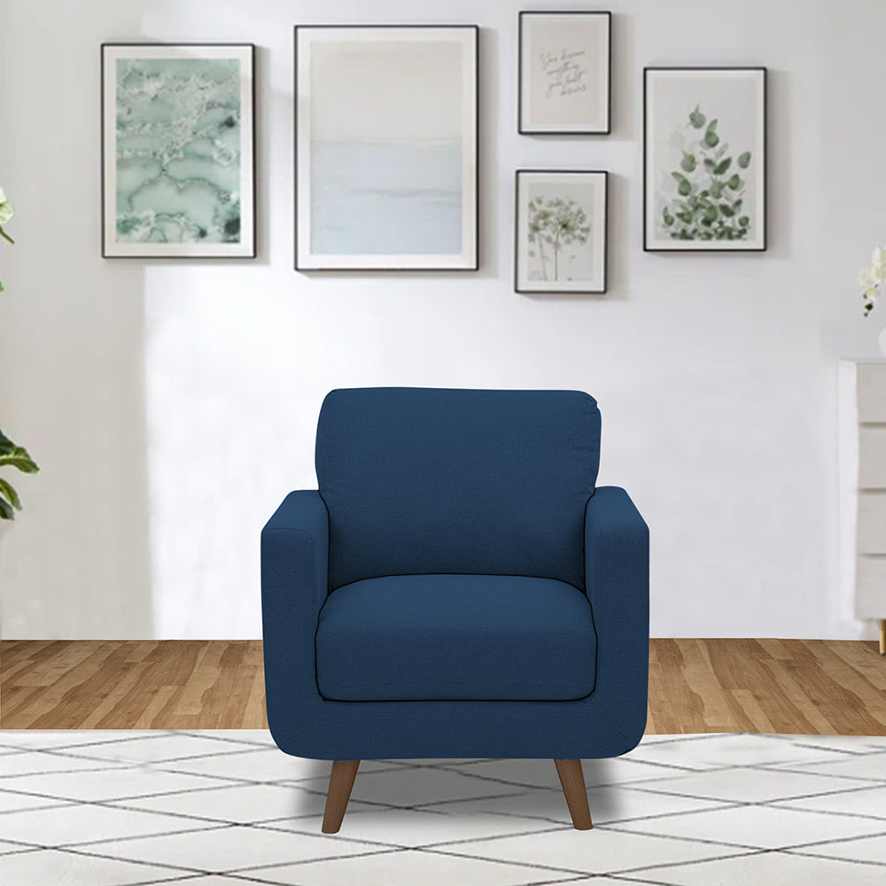 Adorn India Damian 1 Seater Sofa (Blue) (3 Year Warranty)