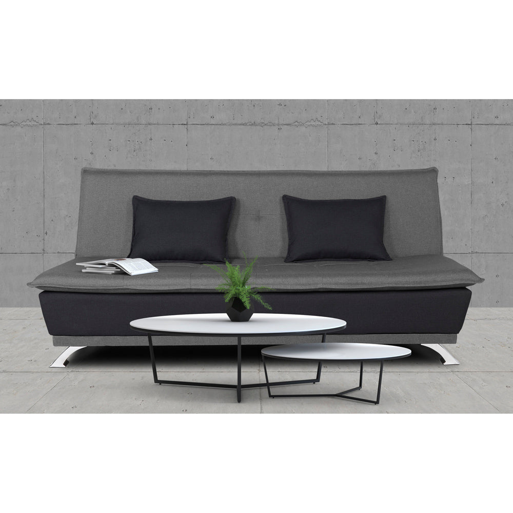 Adorn India Exclusive Two Tone Arden 4 Seater Wood Sofa Cum Bed 4 x 6 (Light Grey & Black) (3 Year Warranty)