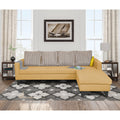 Adorn India Chandler Stripes L Shape 5 Seater Sofa Set RHS (Beige) (3 Year Warranty)