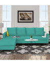 Adorn India Chandler L Shape 5 Seater Sofa Set Plain (Left Hand Side) (Aqua Blue)