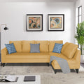 Adorn India Bryson L Shape 6 Seater Sofa Set Plain (Right Hand Side) (Beige) (3 Year Warranty)