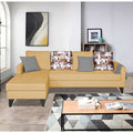 Adorn India Hallton L Shape 5 Seater Sofa Set Digitel Print (Left Hand Side) (Beige) (3 Year Warranty)