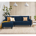 Adorn India Midas L Shape 6 Seater Sofa Set Left Hand Side (Blue) (3 Year Warranty)