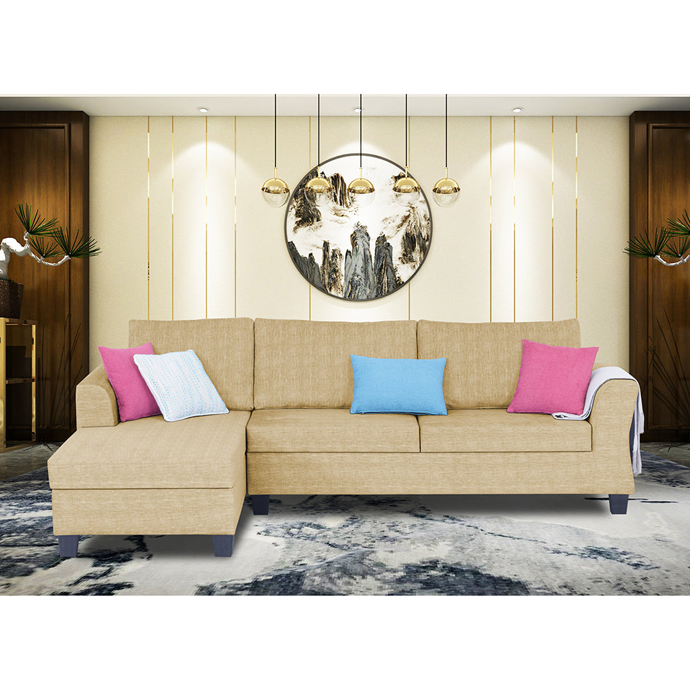 Adorn India Alexia Plus Decent L Shape 6 Seater Sofa Set (Left Hand Side) (Beige)