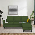 Adorn India Chandler Plain L Shape 4 Seater Sofa Set (Green) (3 Year Warranty)