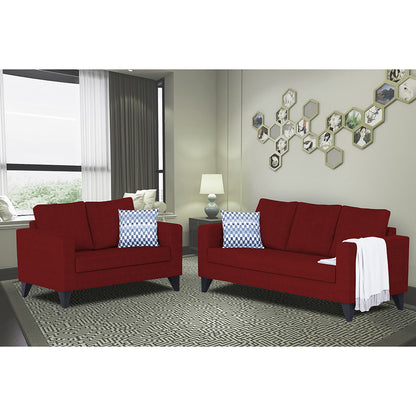 Adorn India Hallton Plain 3+2 5 Seater Sofa Set (Maroon)