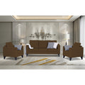 Adorn India Straight Line Plus Decent 3+1+1 5 Seater Sofa Set (Brown) (3 Year Warranty)