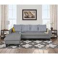 Adorn India Chandler Stripes L Shape 5 Seater Sofa Set LHS (Grey) (3 Year Warranty)