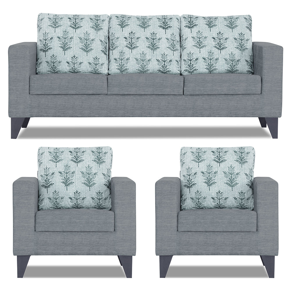 Adorn India Straight line Plus Leaf 3+1+1 5 Seater Sofa Set (Grey)