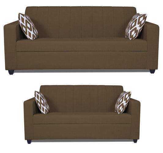 Adorn India Rio Highback 3+2 Five Seater Sofa Set (Brown)