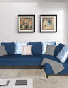 Adorn India Bryson L Shape 6 Seater Sofa Set Digitel Print (Right Hand Side) (Blue)