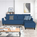 Adorn India Hallton Plain L Shape 6 Seater Sofa Set RHS (Blue) (3 Year Warranty)