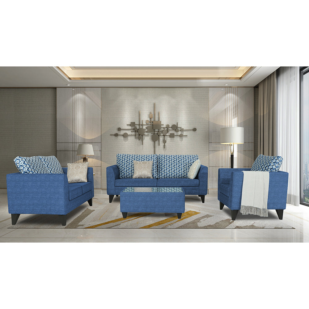 Tornado Bricks 3+2+1 6 Seater Sofa Set with Centre Table (Blue)