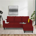 Adorn India Chandler L Shape 4 Seater Sofa Set Plain (Right Hand Side) (Maroon)