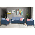 Straight Line Plus Stripes 3+1+1 5 Seater Sofa Set (Blue)