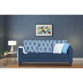 Adorn India Straight line Plus Leaf 3 Seater Sofa (Blue) (3 Year Warranty)