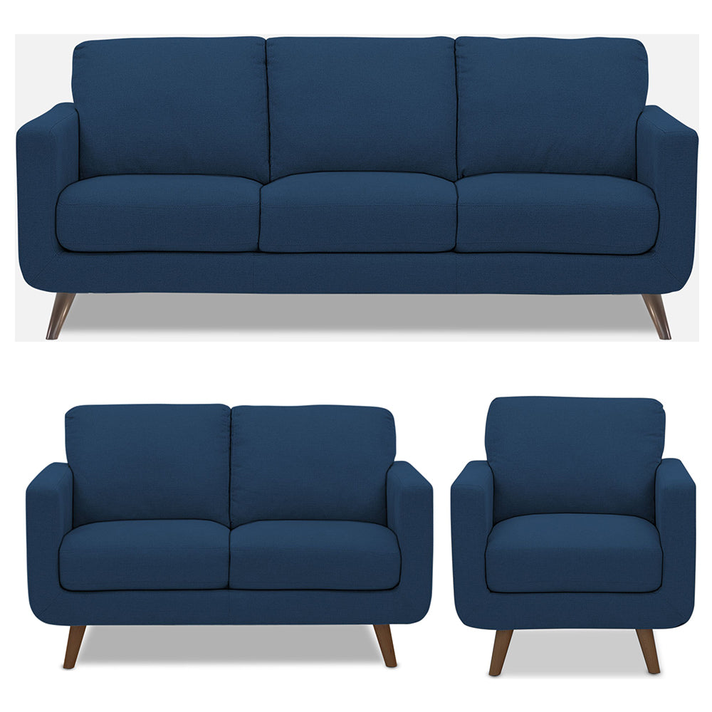 Adorn India Damian 3+2+1 6 Seater Sofa Set (Blue) (3 Year Warranty)