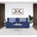 Adorn India Wood Easy Alyn Plus Stripes 4 Seater Sofa Cum Bed (6X6) (Blue) (1 Year Warranty)