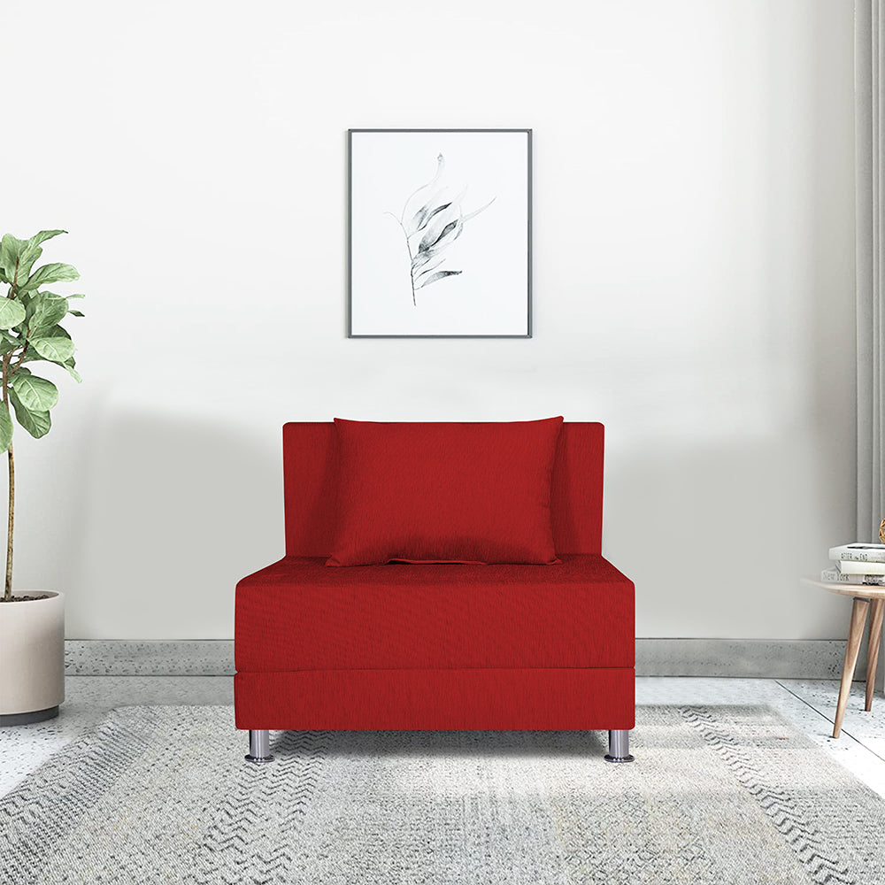 Adorn India Easy Alyn Plus Decent 2 Seater Sofa Cum Bed (3x6) (Red) (1 Year Warranty)