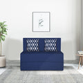 Adorn India Easy 2 Seater Sofa Cum Bed (Rhombus Pattern) Chennile Fabric - Washable Cover - Including 2 Cushion - Size 3' x 6' Ft (Blue Color) Perfect for Home & Office for Guests