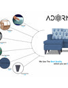 Adorn India Bruce Leaf L Shape 5 Seater Sofa Set (Left Hand Side) (Blue)