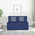 Adorn India Easy 2 Seater Sofa Cum Bed (Rhombus Pattern) Chennile Fabric - Washable Cover - Including 2 Cushion - Size 4' x 6' Ft (Blue Color) Perfect for Home & Office for Guests