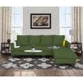 Adorn India Chandler Plain L Shape 5 Seater Sofa Set RHS (Green) (3 Year Warranty)