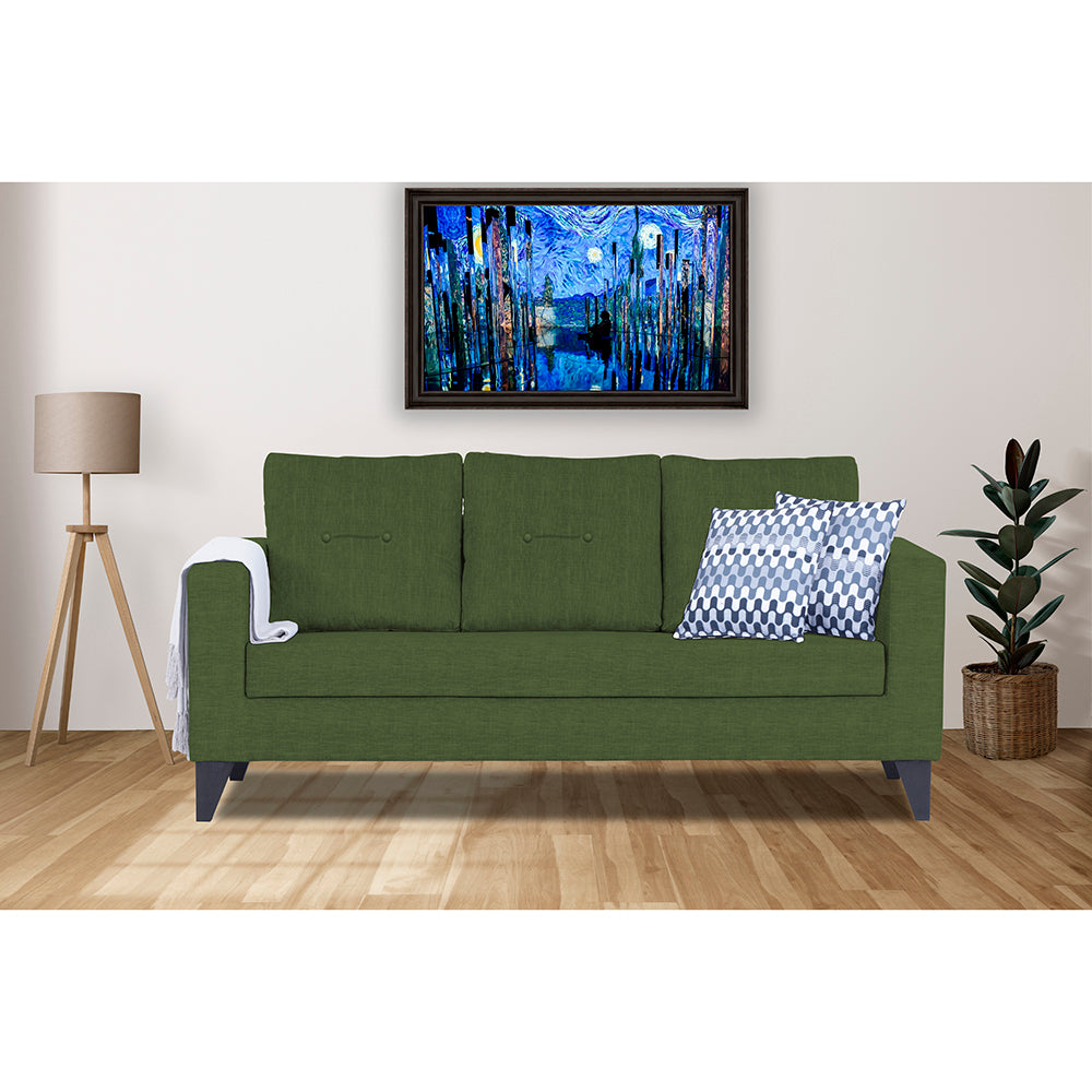 Adorn India Hallton Tufted 3 Seater Sofa (Green) (3 Year Warranty)