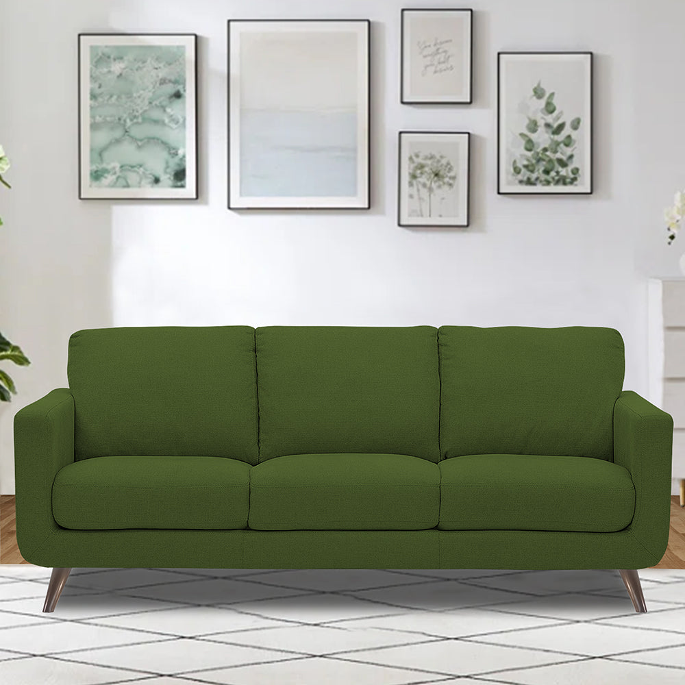 Adorn India Damian 3 Seater Sofa (Green) (3 Year Warranty)