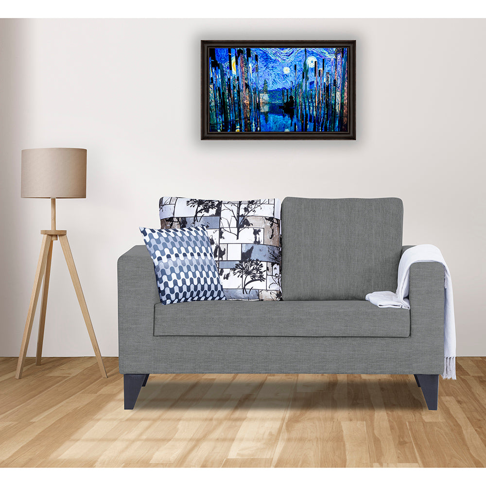 Adorn India Hallton Digitel Print 2 Seater Sofa (Grey) (3 Year Warranty)