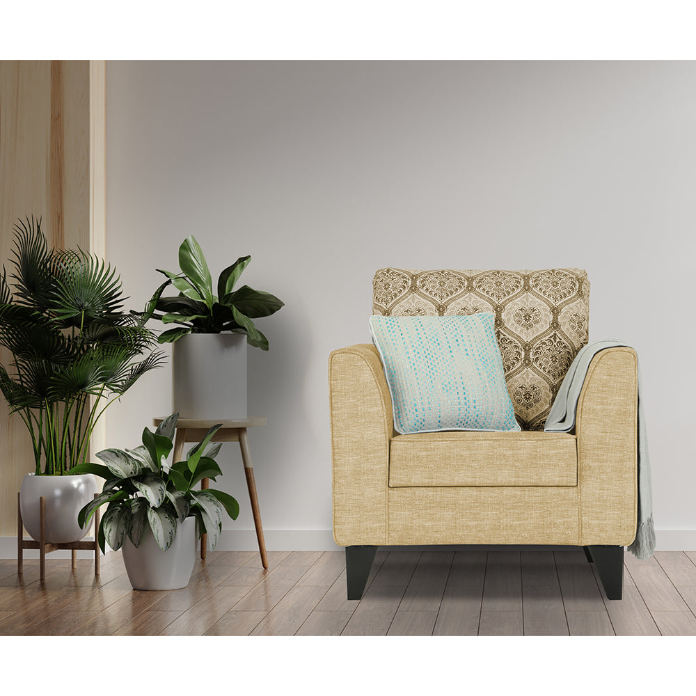 Adorn India Cortina Damask 1 Seater Sofa (Beige)