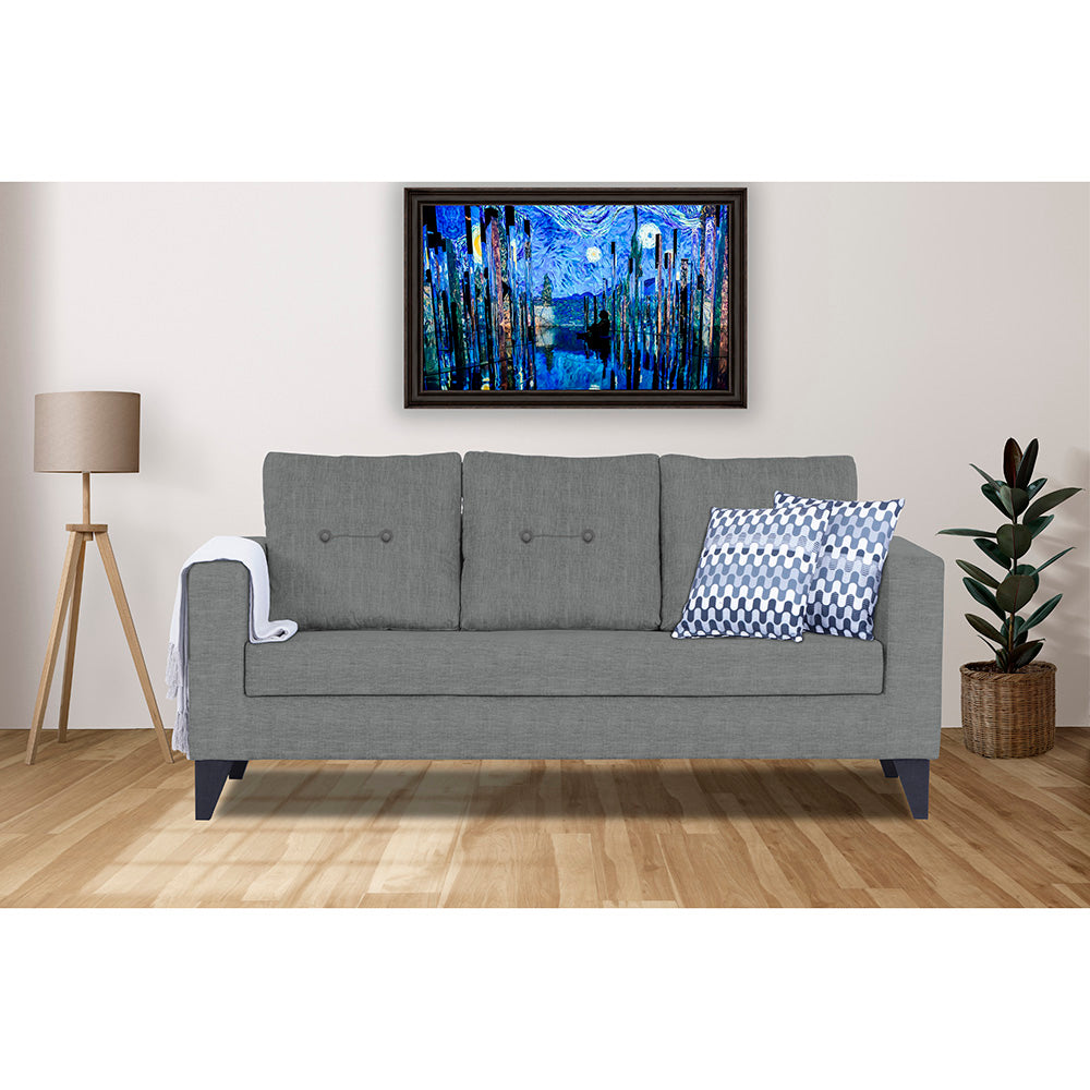 Adorn India Hallton Tufted 3 Seater Sofa (Grey)(3 Year Warranty)