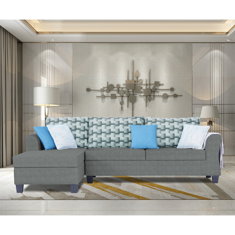 Adorn India Valencia Plus Bricks L Shape 6 Seater Sofa Set (Left Hand Side) (Grey)