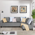 Adorn India Bryson L Shape 6 Seater Sofa Set Digitel Print (Right Hand Side) (Grey) (3 Year Warranty)