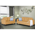 Adorn India Hallton Plain 3+2 5 Seater Sofa Set (Beige) (3 Year Warranty)