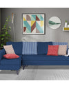 Adorn India Beetle Plus Stripes L Shape 6 Seater Sofa Set (Left Hand Side) (Blue)