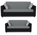 Adorn India Rio Highback 3+2 5 Seater Sofa Set (Grey & Black) (3 Year Warranty)