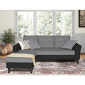 Adorn India Maddox L Shape 4 Seater Sofa Set Tufted Two Tone LHS (Grey & Black) (3 Year Warranty)