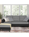 Adorn India Maddox L Shape 4 Seater Sofa Set Tufted Two Tone (Left Hand Side) (Grey & Black)