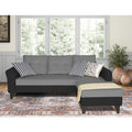 Adorn India Maddox Tufted L Shape 4 Seater Sofa Set RHS (Grey & Black) (3 Year Warranty)