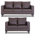 Adorn India Straight line Plus Leatherette 3+2 5 Seater Sofa Set (Brown) (3 Year Warranty)