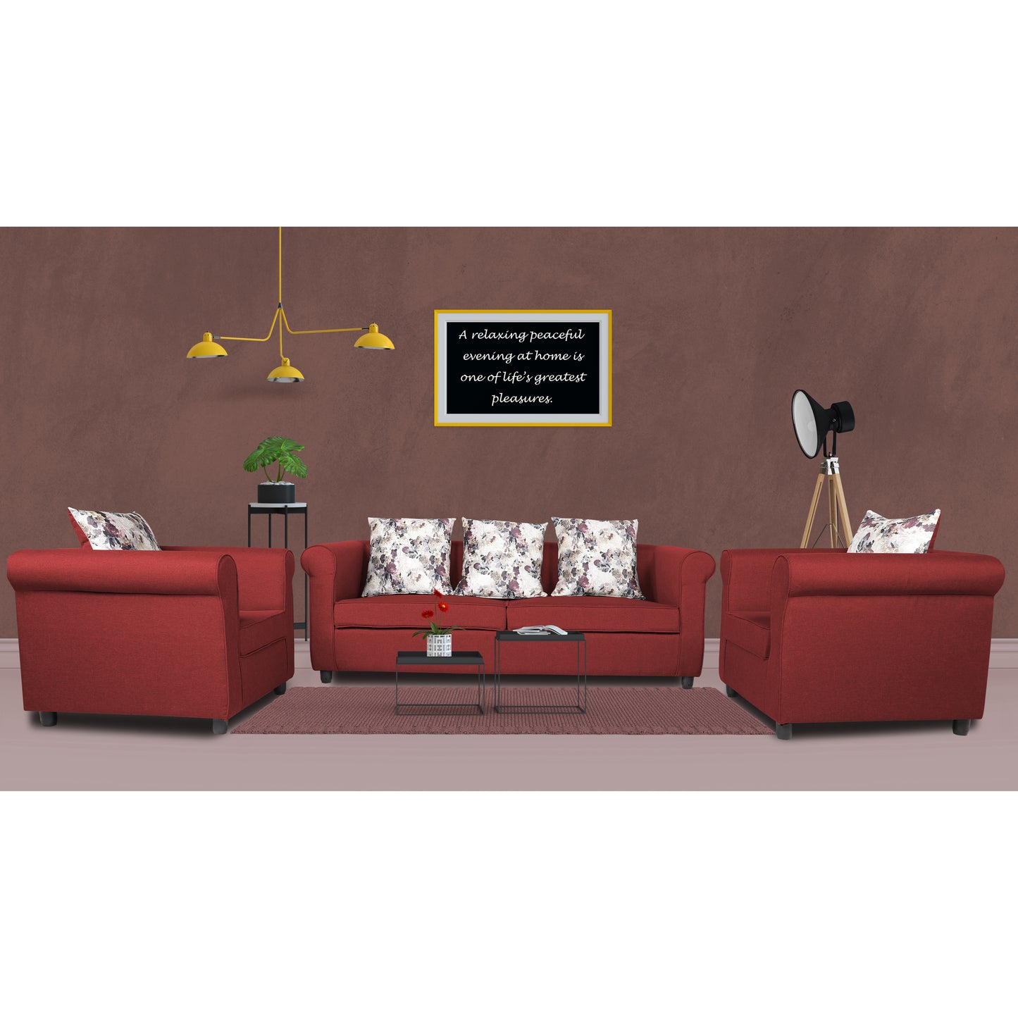 Adorn India Magnum 3-1-1 Sofa Set (Maroon)