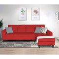 Adorn India Maddox Tufted L Shape 6 Seater Sofa Set RHS (Red) (3 Year Warranty)