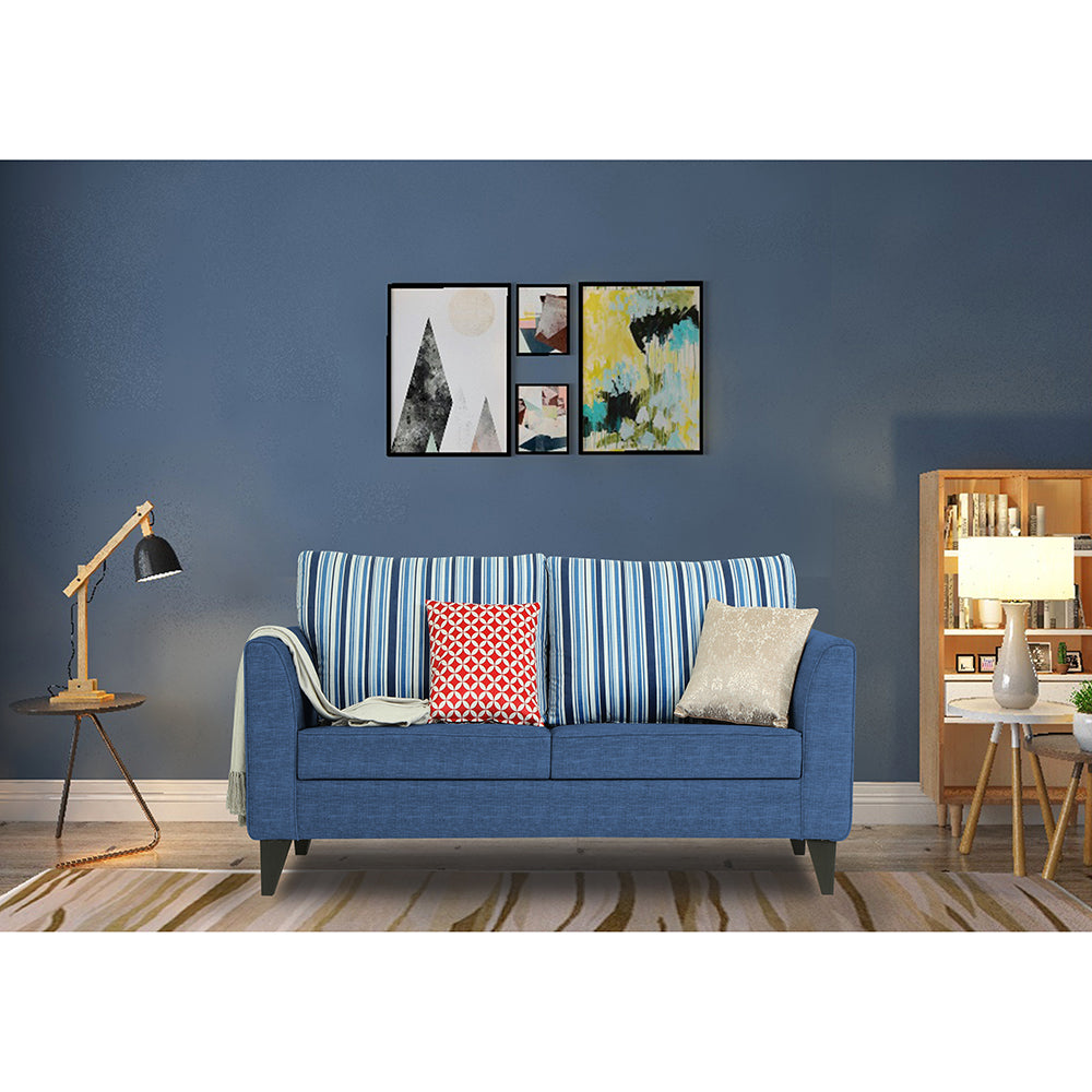 Adorn India Lawson Stripes 2 Seater Sofa (Blue)