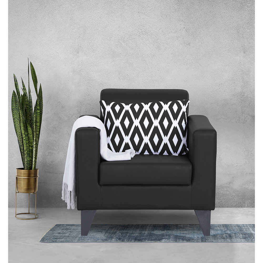 Adorn India Bladen Leatherette 1 Seater Sofa (Black)