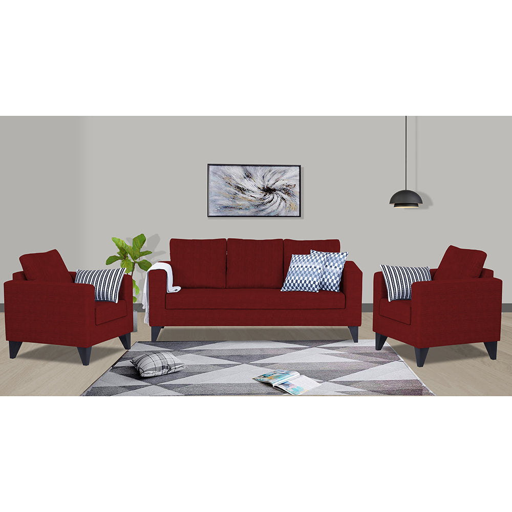 Adorn India Hallton Plain 3+1+1 5 Seater Sofa Set (Maroon) (3 Year Warranty)