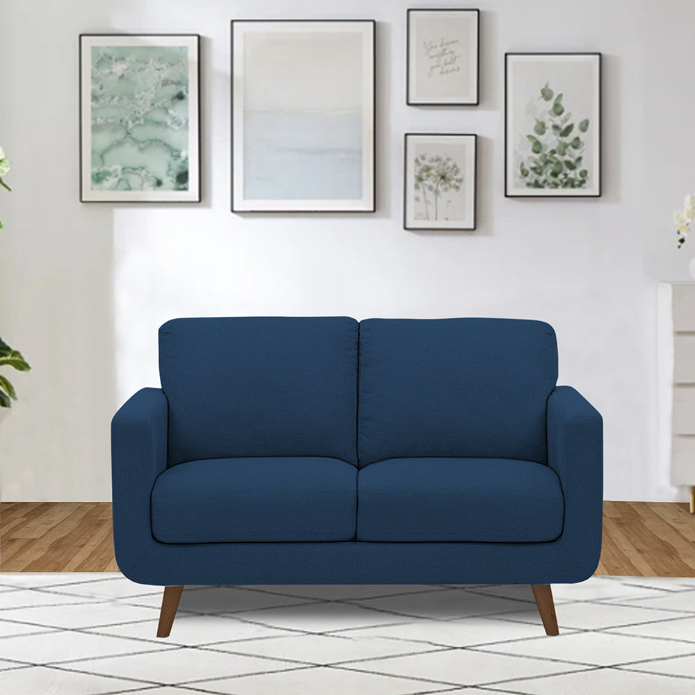 Adorn India Damian 2 Seater Sofa (Blue) (3 Year Warranty)