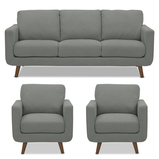 Adorn India Damian 3+1+1 5 Seater Sofa Set (Grey)
