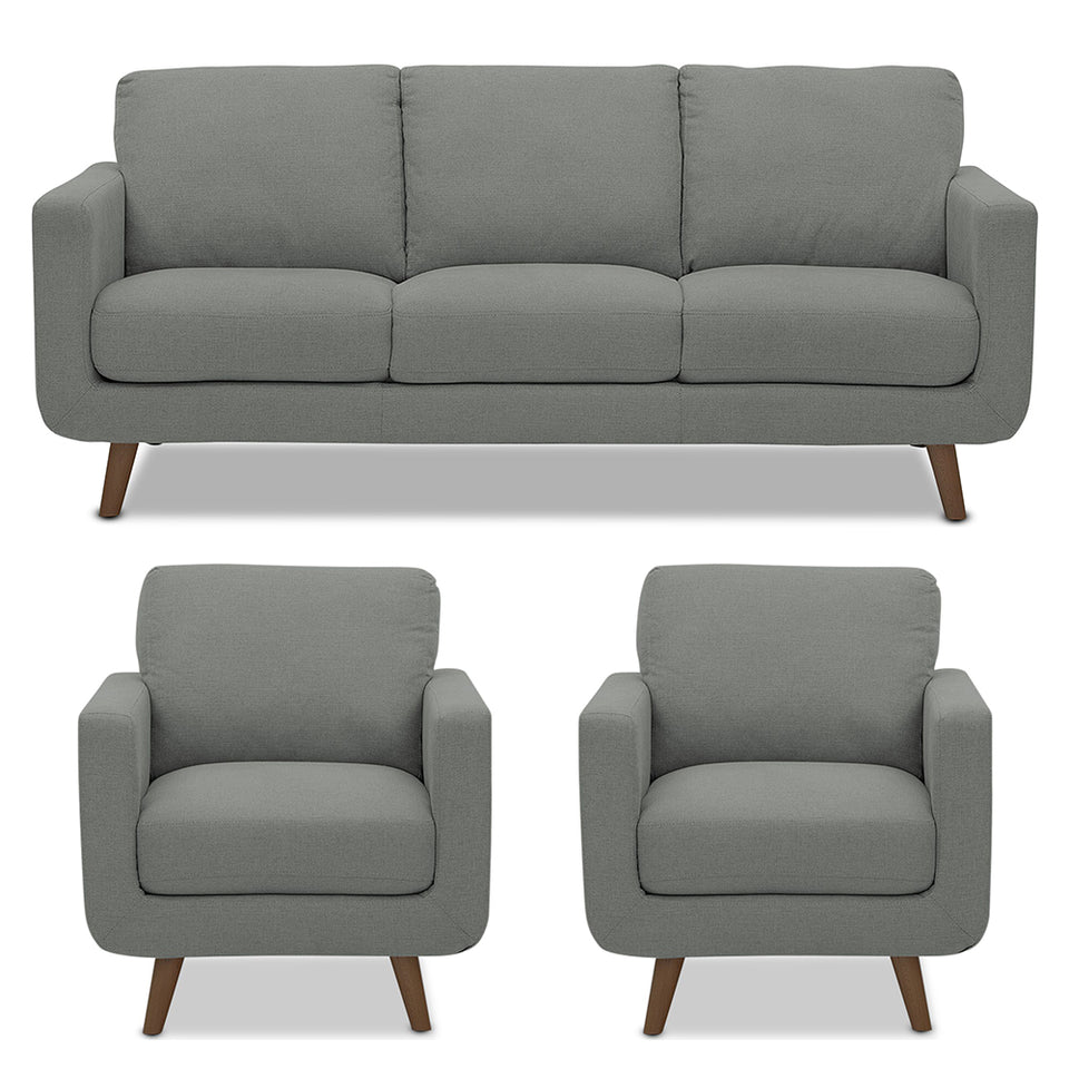 Damian 3+1+1 5 Seater Sofa Set (Grey)